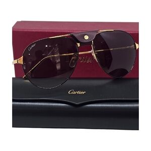 Cartier Gold and Brown /PLUM Aviator Sunglasses